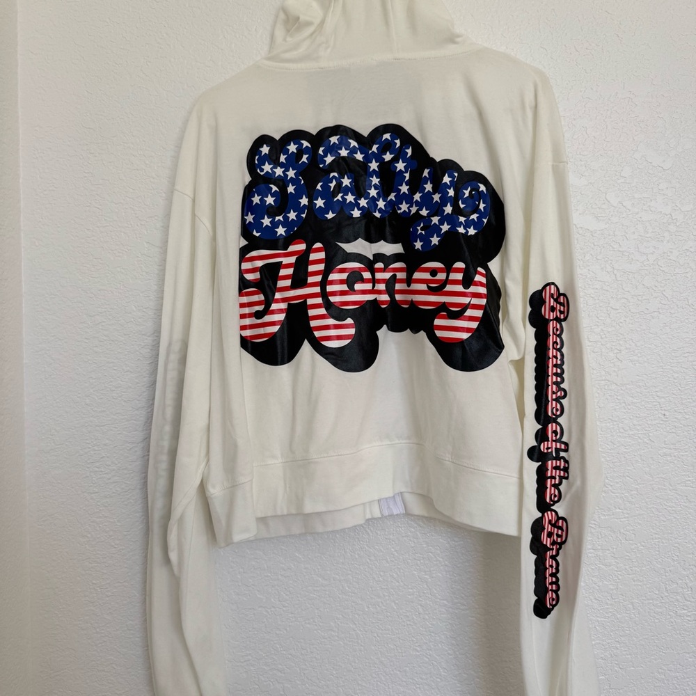 White Salty Honey Patriotic Zip-Up Hoodie - Picture 9 of 10